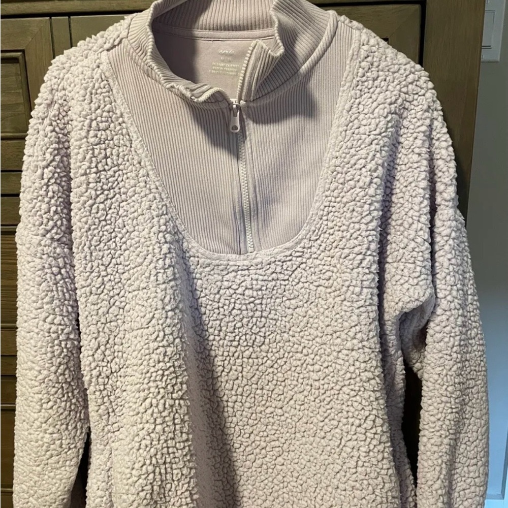 American Eagle Outfitters Lavender Sherpa Half-Zip Pullover